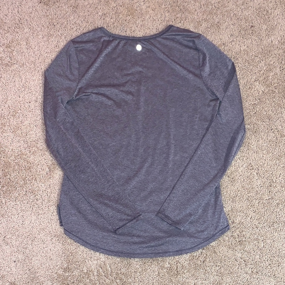 Women's 90 Degrees Long-Sleeve Gray Athletic Workout V-Neck Top Small - Picture 6 of 8